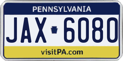 PA license plate JAX6080