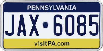 PA license plate JAX6085