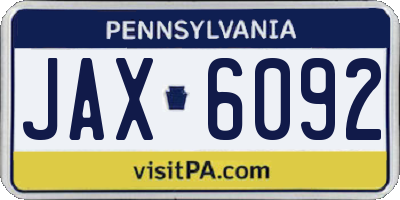 PA license plate JAX6092