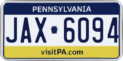 PA license plate JAX6094