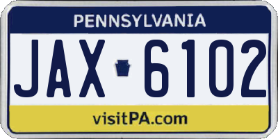 PA license plate JAX6102