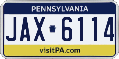 PA license plate JAX6114
