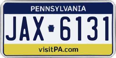 PA license plate JAX6131