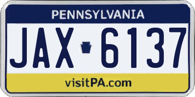 PA license plate JAX6137
