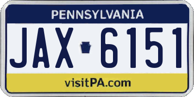 PA license plate JAX6151