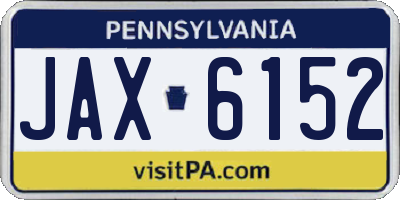 PA license plate JAX6152