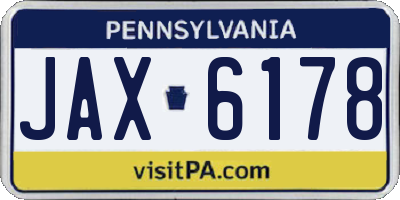 PA license plate JAX6178