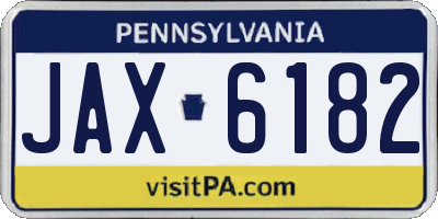 PA license plate JAX6182