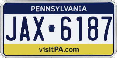 PA license plate JAX6187