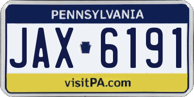 PA license plate JAX6191