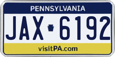 PA license plate JAX6192