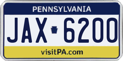 PA license plate JAX6200
