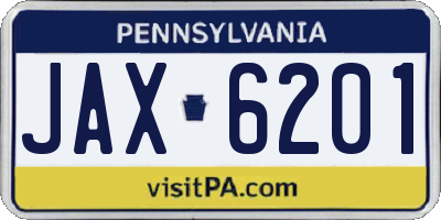 PA license plate JAX6201