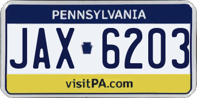 PA license plate JAX6203