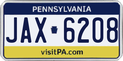 PA license plate JAX6208