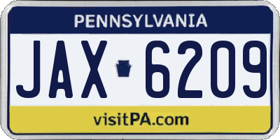 PA license plate JAX6209