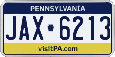 PA license plate JAX6213