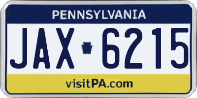 PA license plate JAX6215