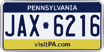PA license plate JAX6216