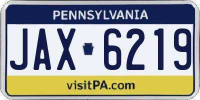 PA license plate JAX6219