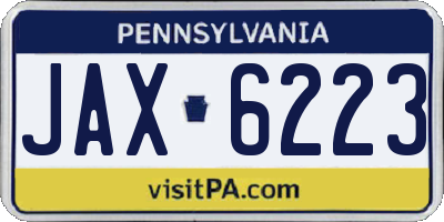PA license plate JAX6223