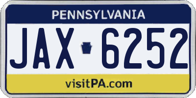 PA license plate JAX6252