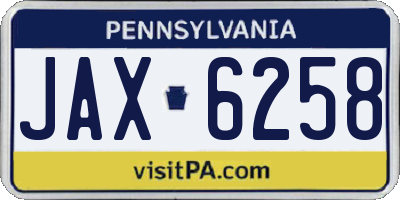 PA license plate JAX6258