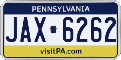 PA license plate JAX6262