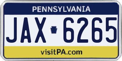 PA license plate JAX6265