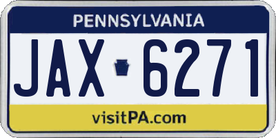 PA license plate JAX6271