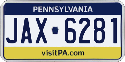 PA license plate JAX6281