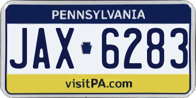 PA license plate JAX6283