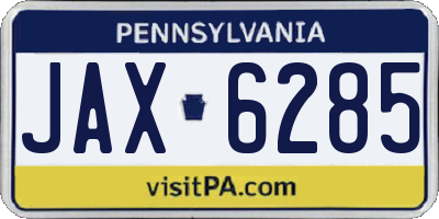 PA license plate JAX6285