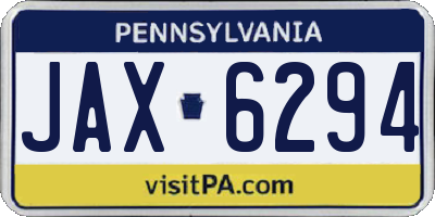 PA license plate JAX6294