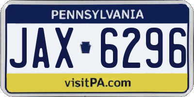 PA license plate JAX6296
