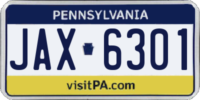 PA license plate JAX6301