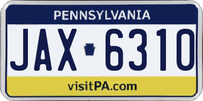 PA license plate JAX6310