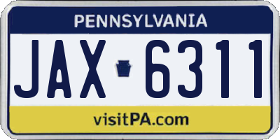 PA license plate JAX6311