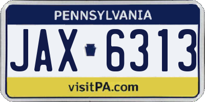 PA license plate JAX6313