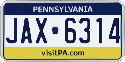 PA license plate JAX6314
