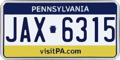 PA license plate JAX6315