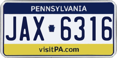 PA license plate JAX6316