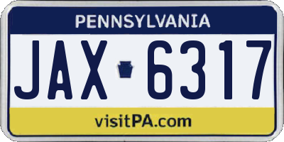 PA license plate JAX6317