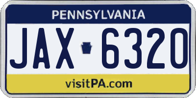 PA license plate JAX6320