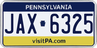 PA license plate JAX6325