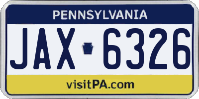 PA license plate JAX6326