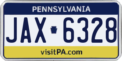 PA license plate JAX6328