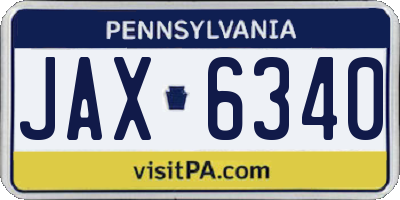 PA license plate JAX6340