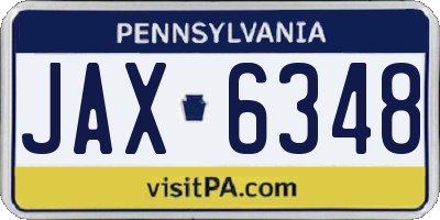 PA license plate JAX6348