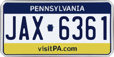 PA license plate JAX6361
